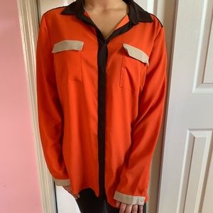 Orange XL button up top (Tracy) NWOT